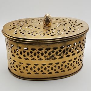 Vintage Brass Potpourri Trinket Box